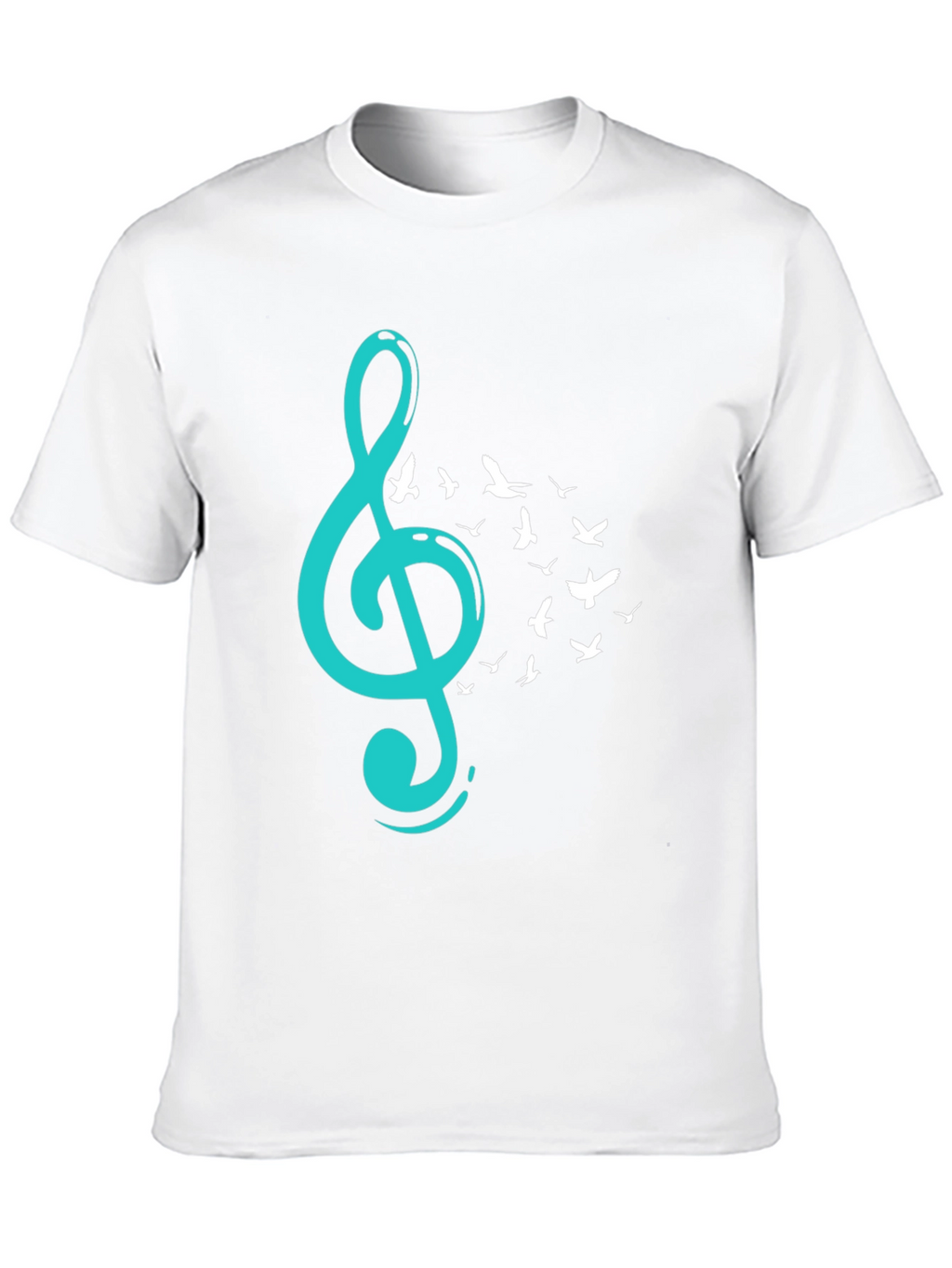 Musical Flight T-Shirt - Teal Treble Clef & Birds