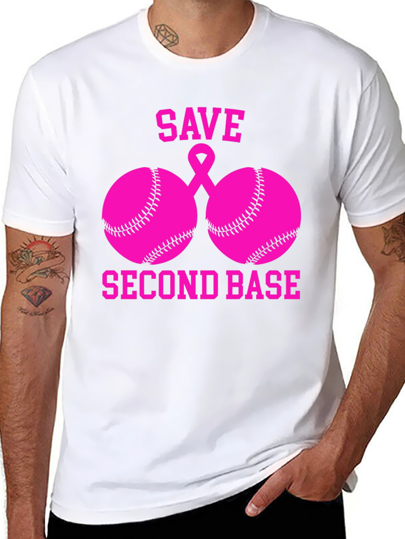 Save Second Base Breast Cancer Awareness T-Shirt