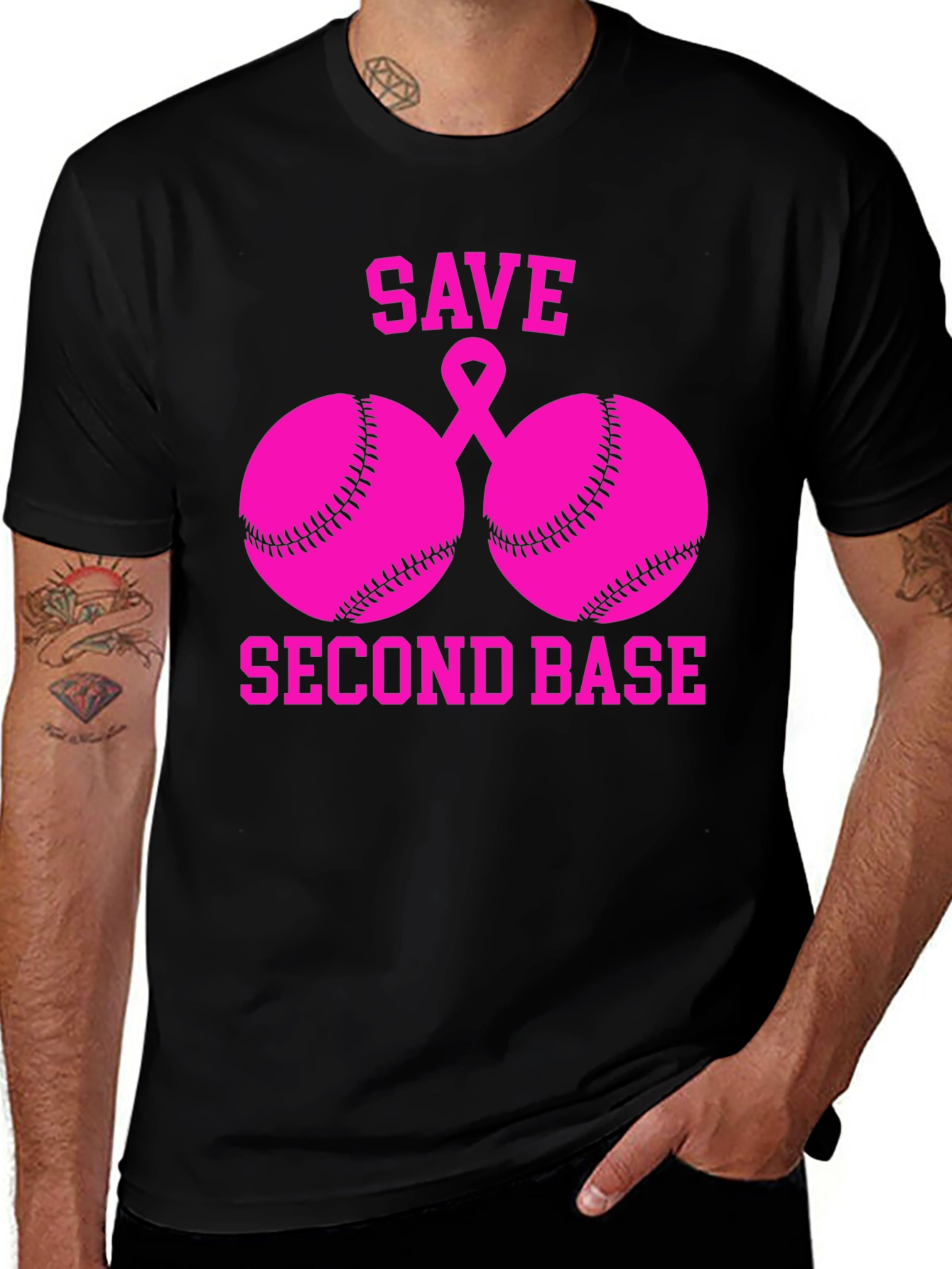 Save Second Base Breast Cancer Awareness T-Shirt