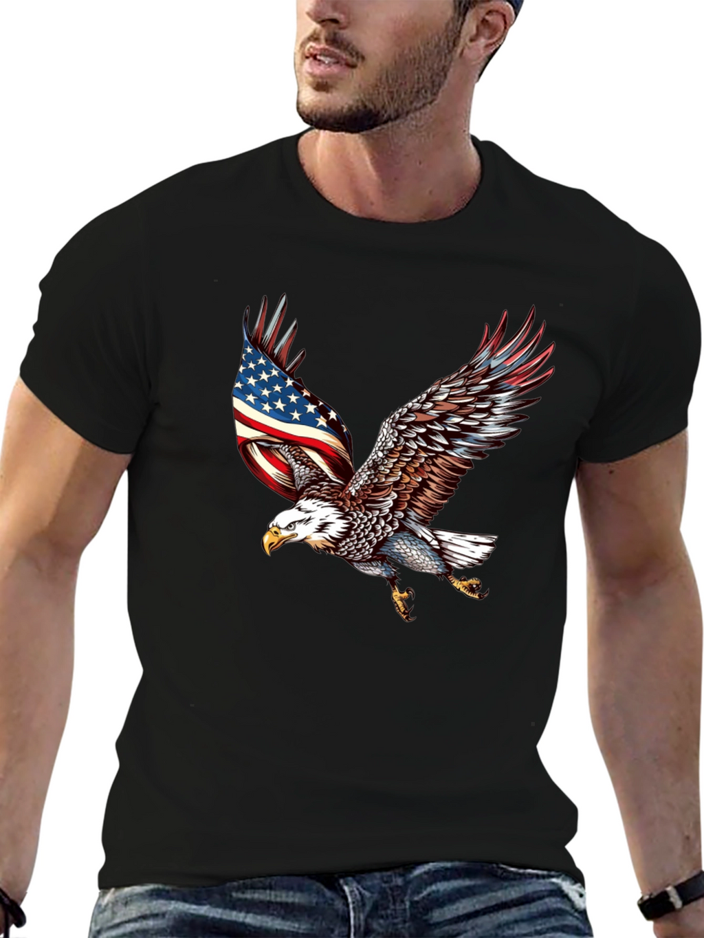 American Eagle Patriotic T-Shirt - Black