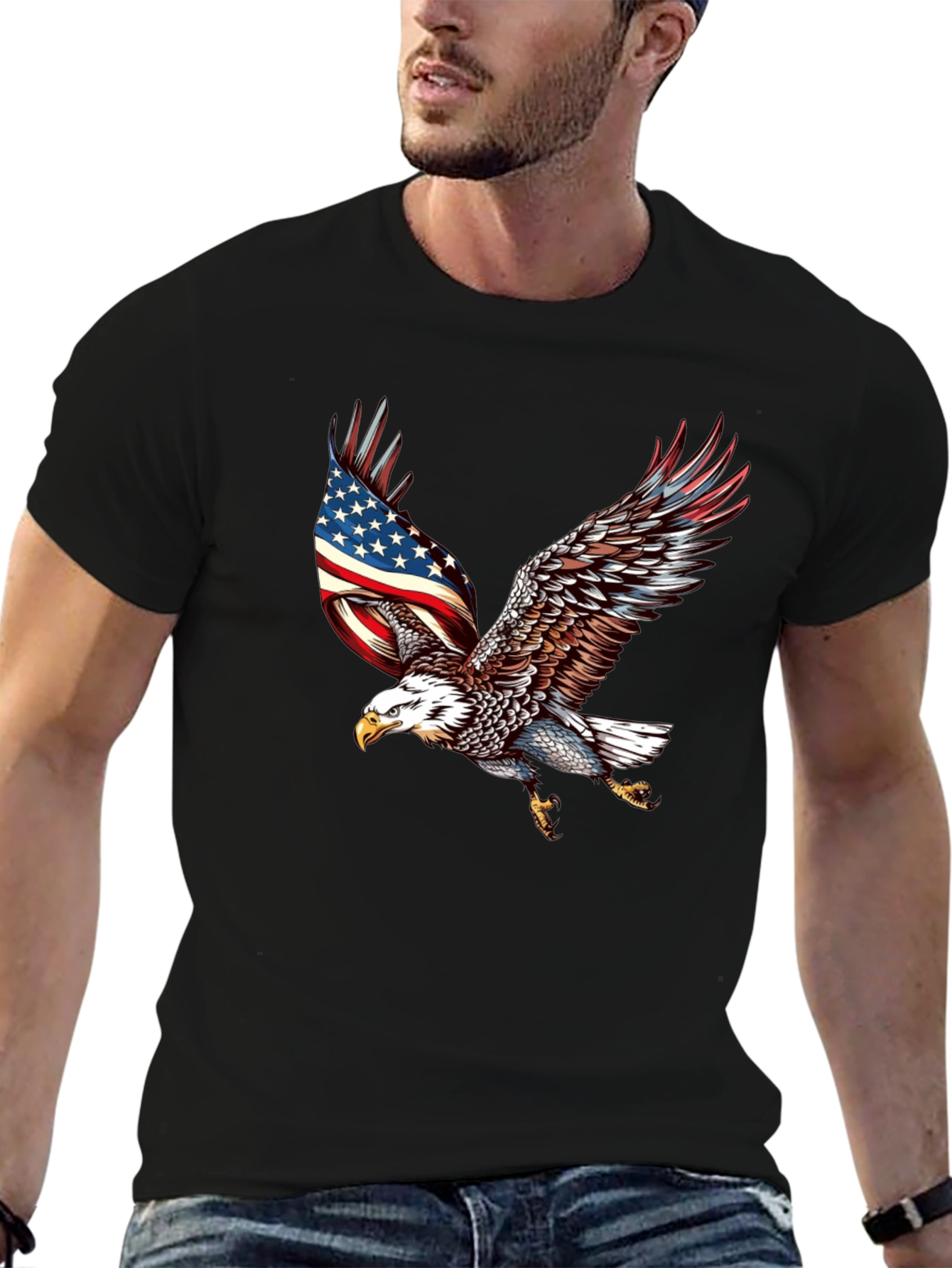 American Eagle Patriotic T-Shirt - Black