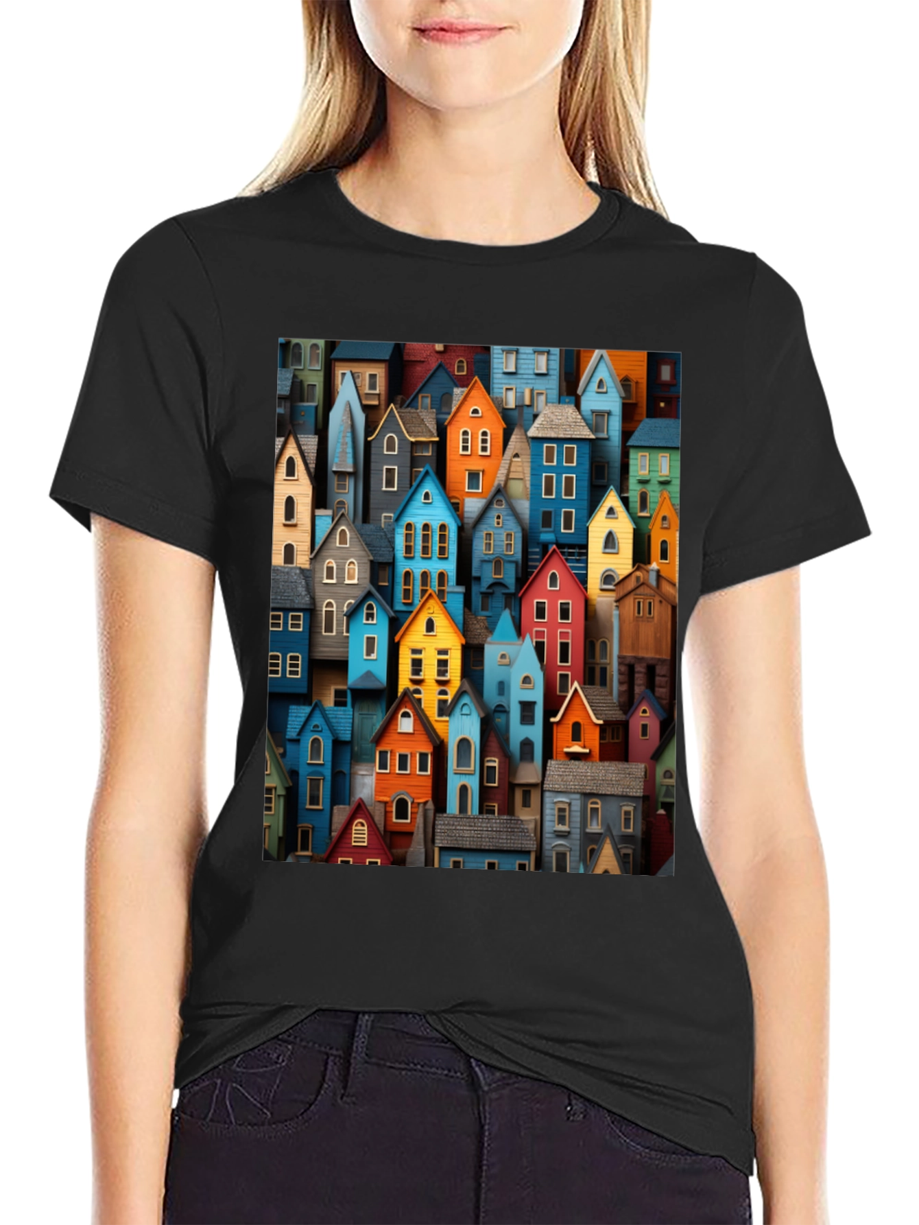 Colorful Houses Graphic T-Shirt