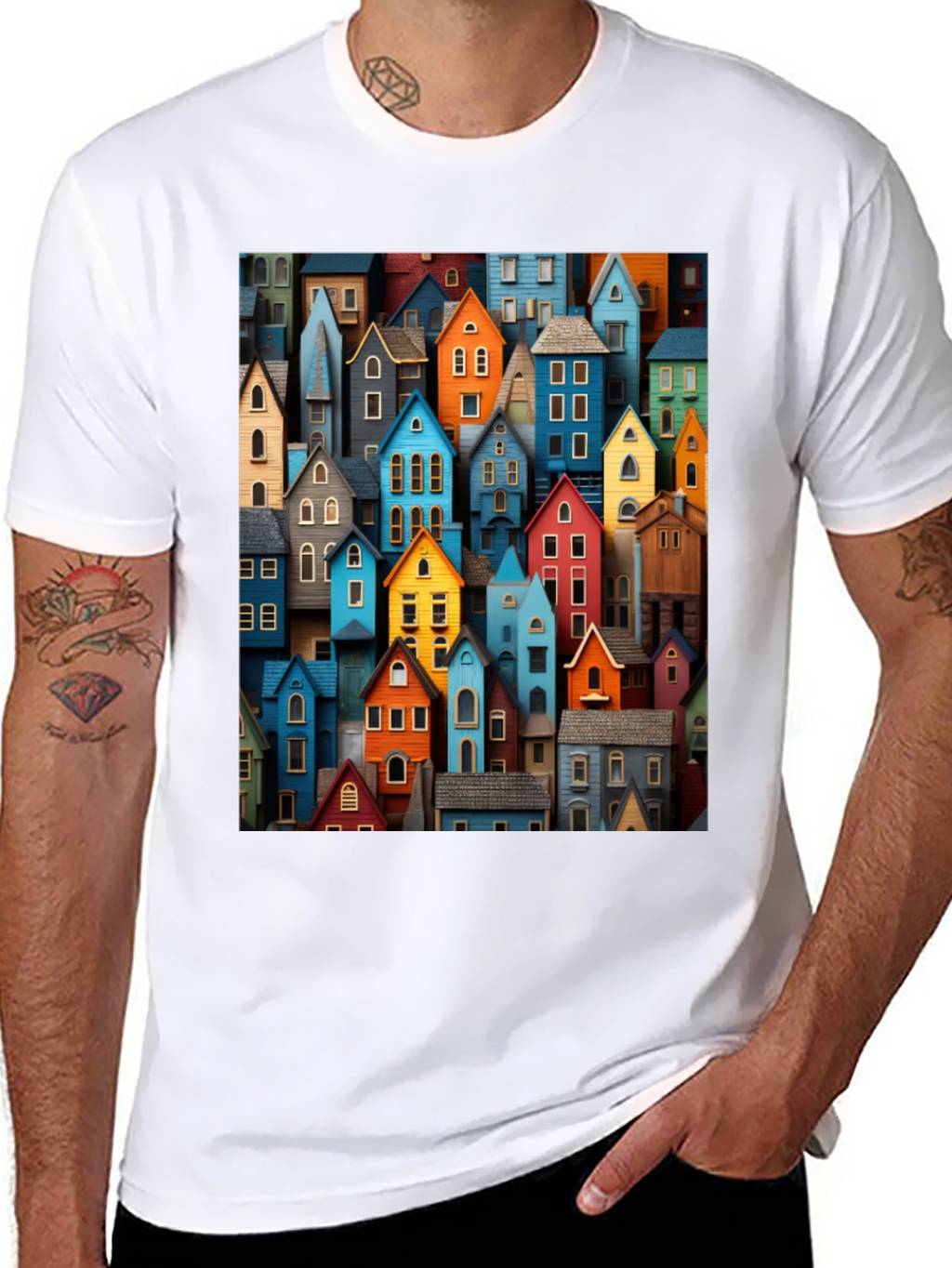 Colorful Houses Graphic T-Shirt