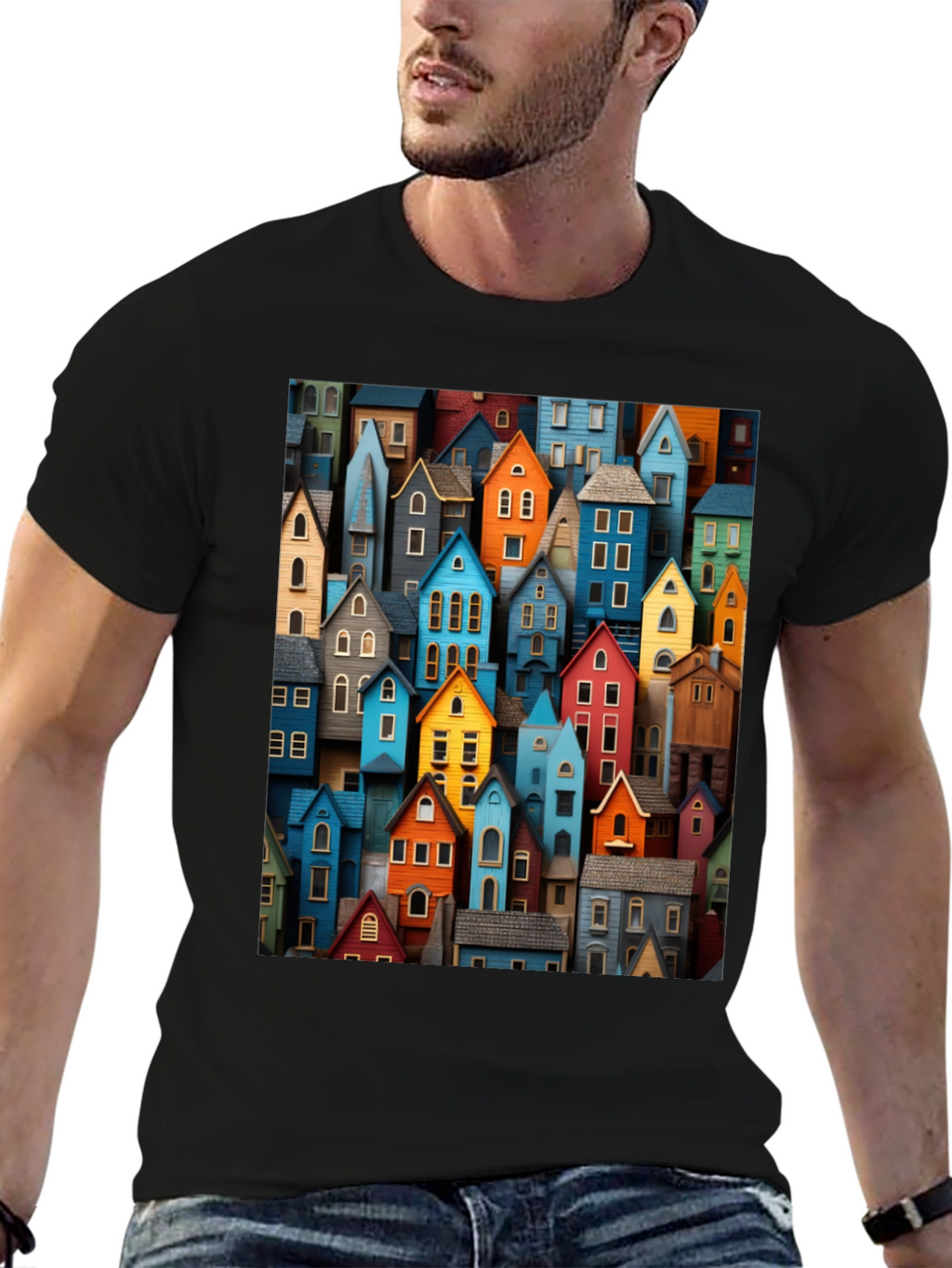 Colorful Houses Graphic T-Shirt