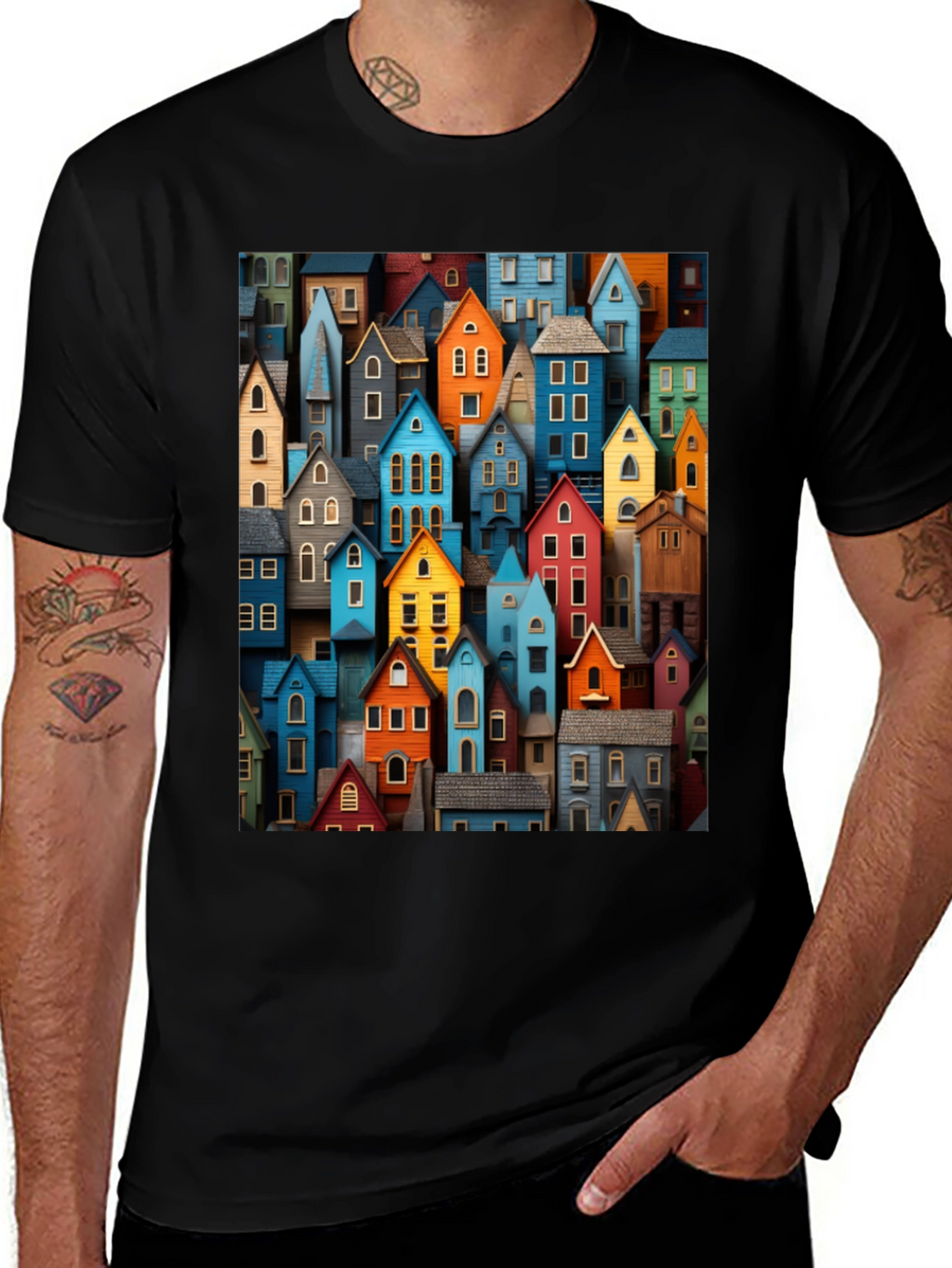 Colorful Houses Graphic T-Shirt