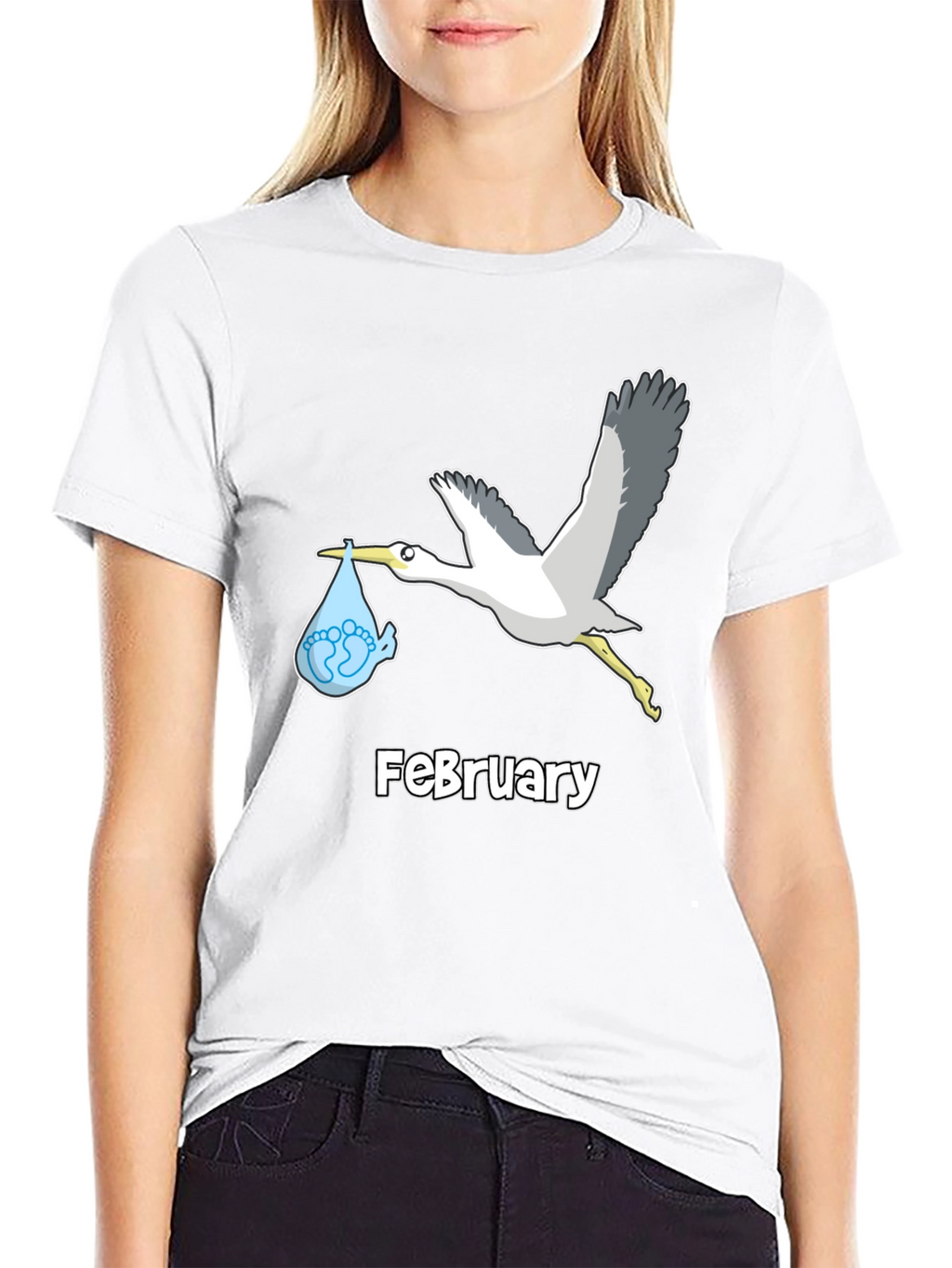 February Stork Baby Announcement T-Shirt