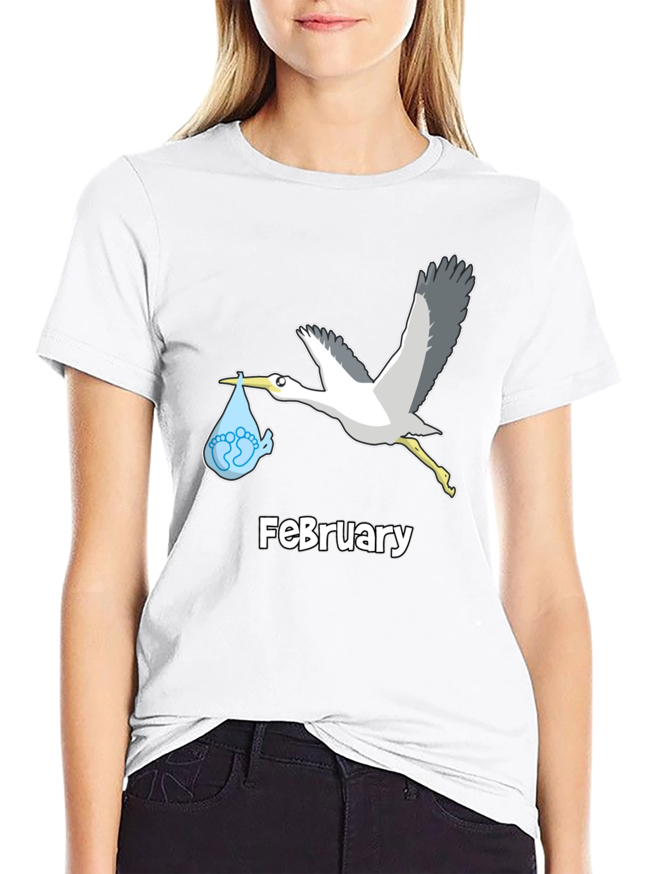February Stork Baby Announcement T-Shirt