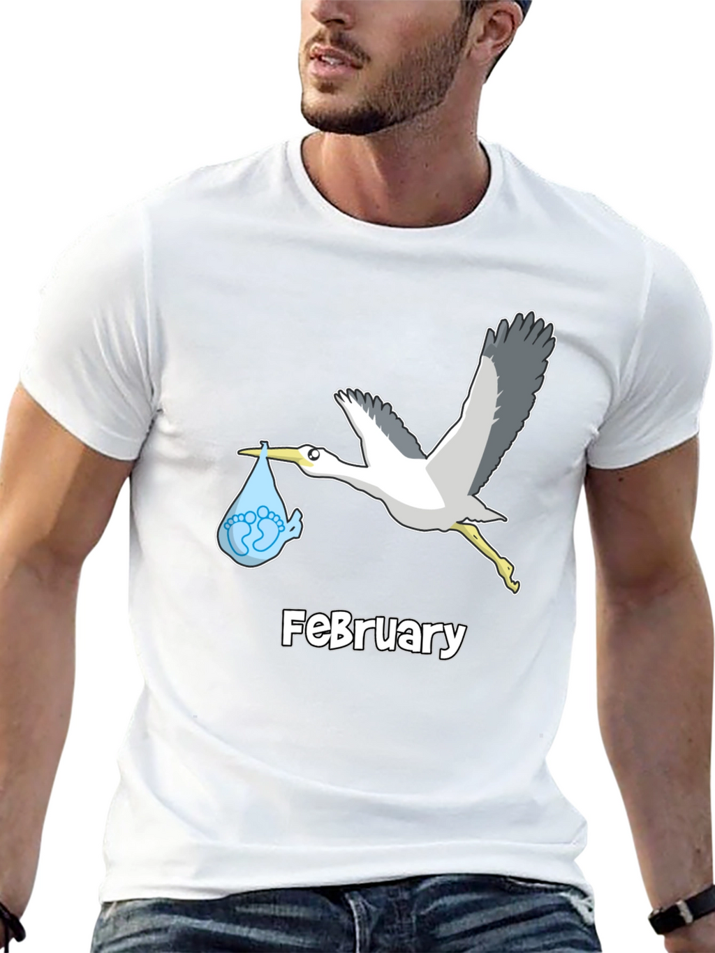February Stork Baby Announcement T-Shirt