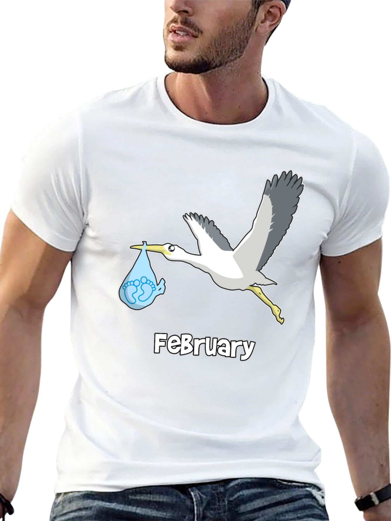 February Stork Baby Announcement T-Shirt