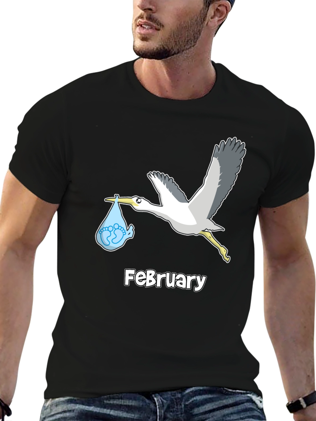 February Stork Baby Announcement T-Shirt
