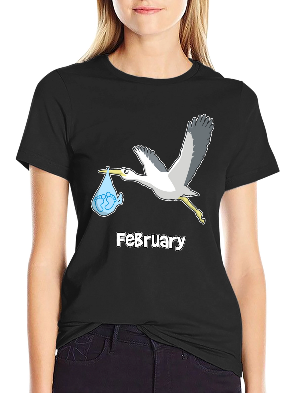 February Stork Baby Announcement T-Shirt