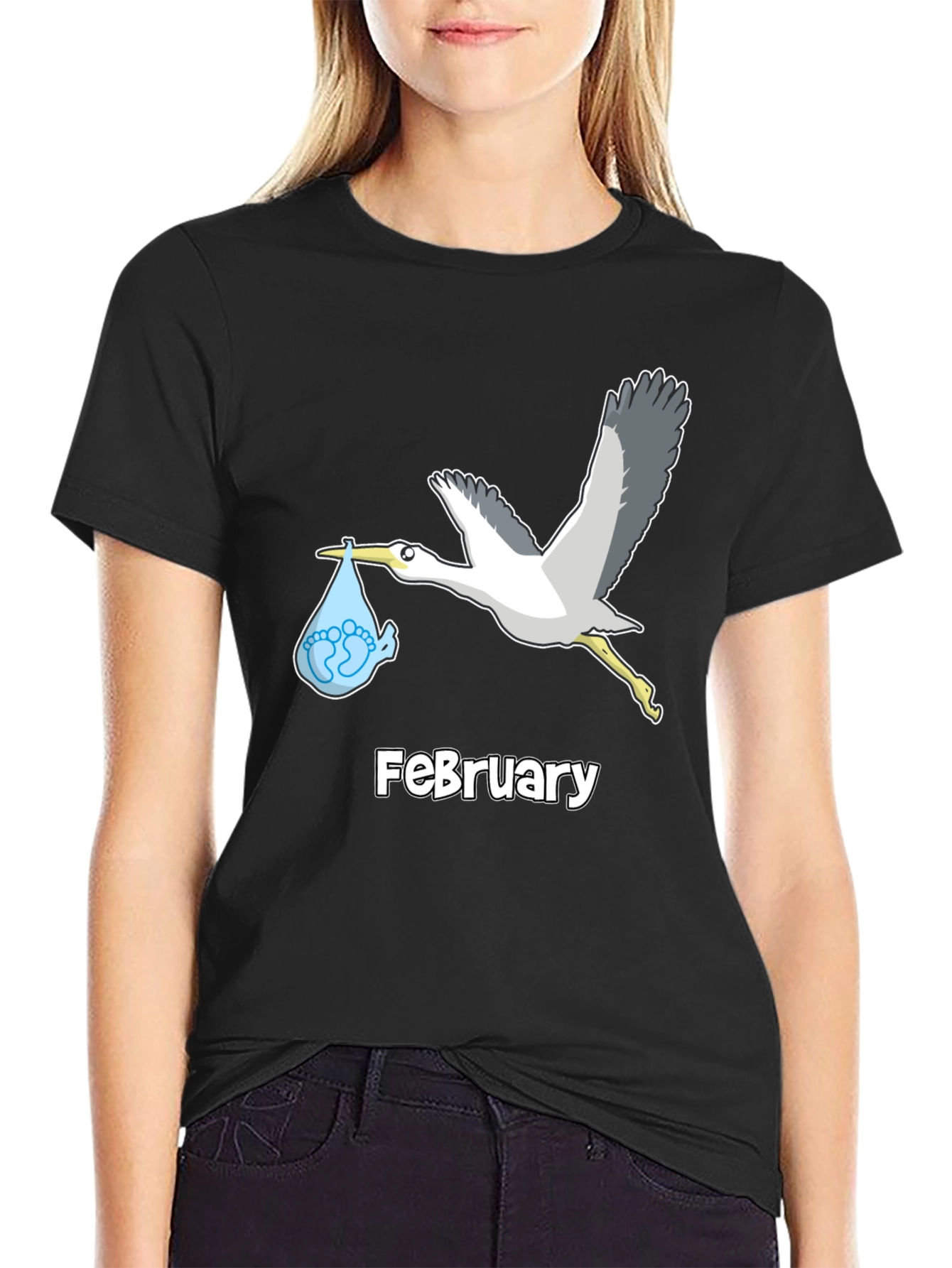 February Stork Baby Announcement T-Shirt