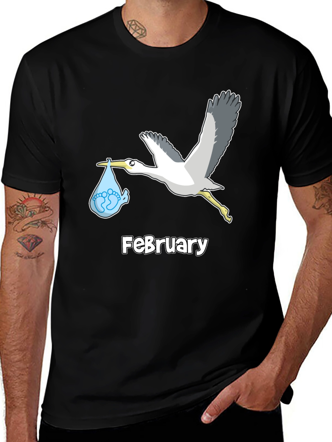 February Stork Baby Announcement T-Shirt