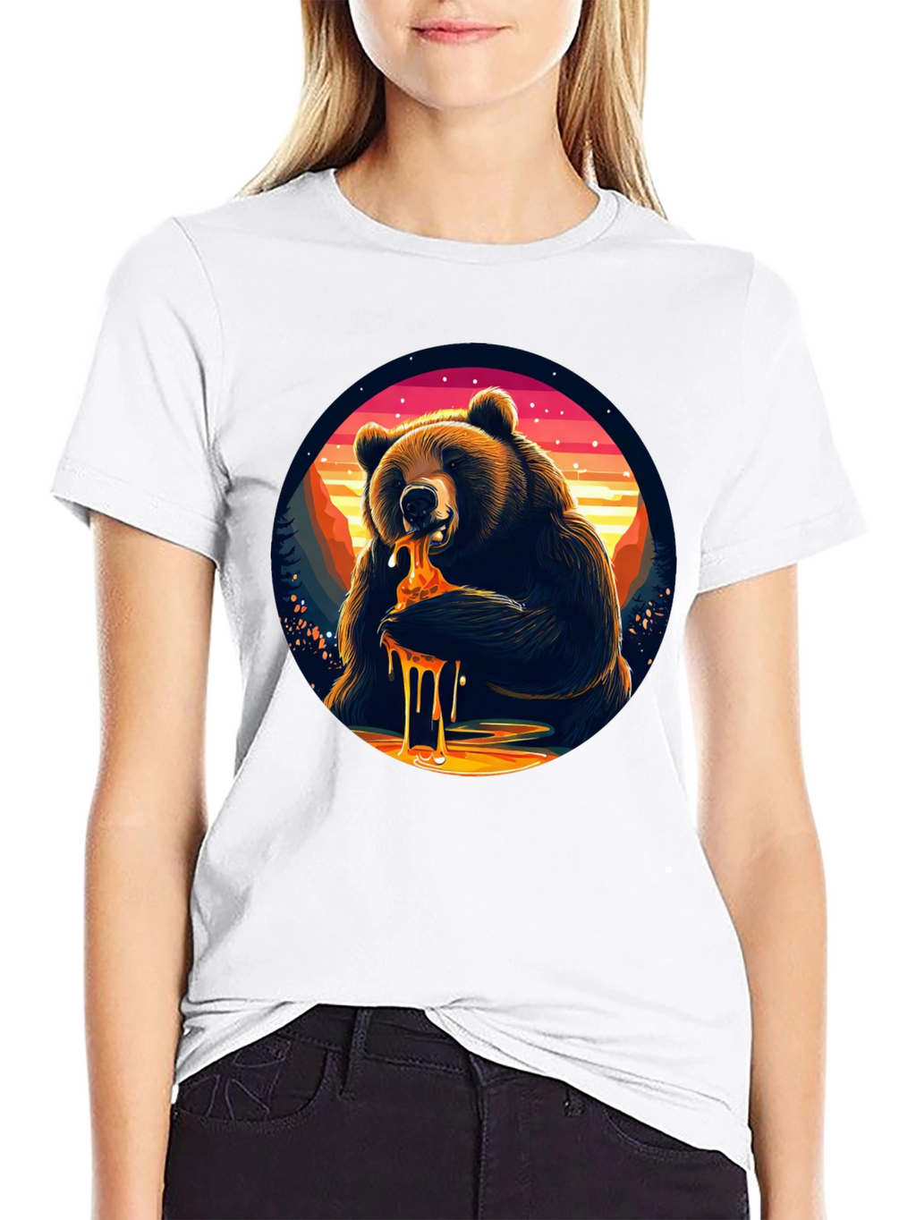 Bear Eating Honey T-Shirt - Nature Lover Tee