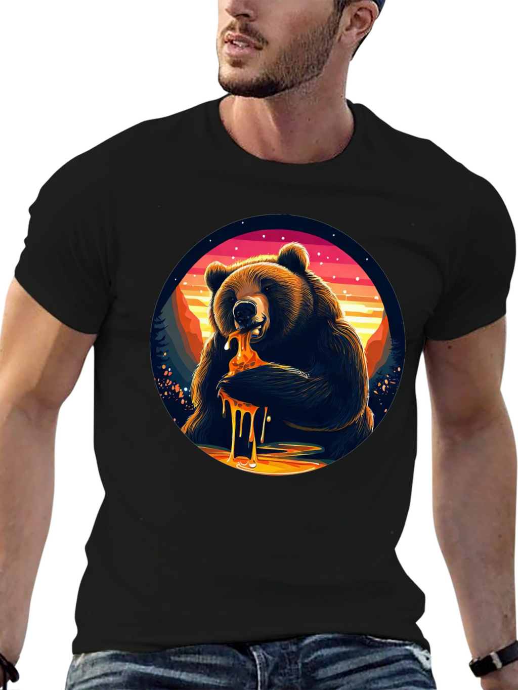 Bear Eating Honey T-Shirt - Nature Lover Tee
