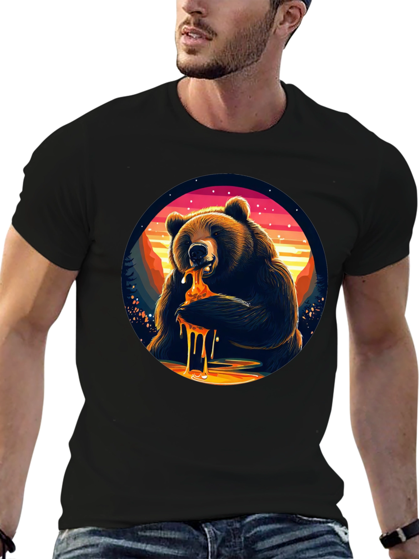 Bear Eating Honey T-Shirt - Nature Lover Tee