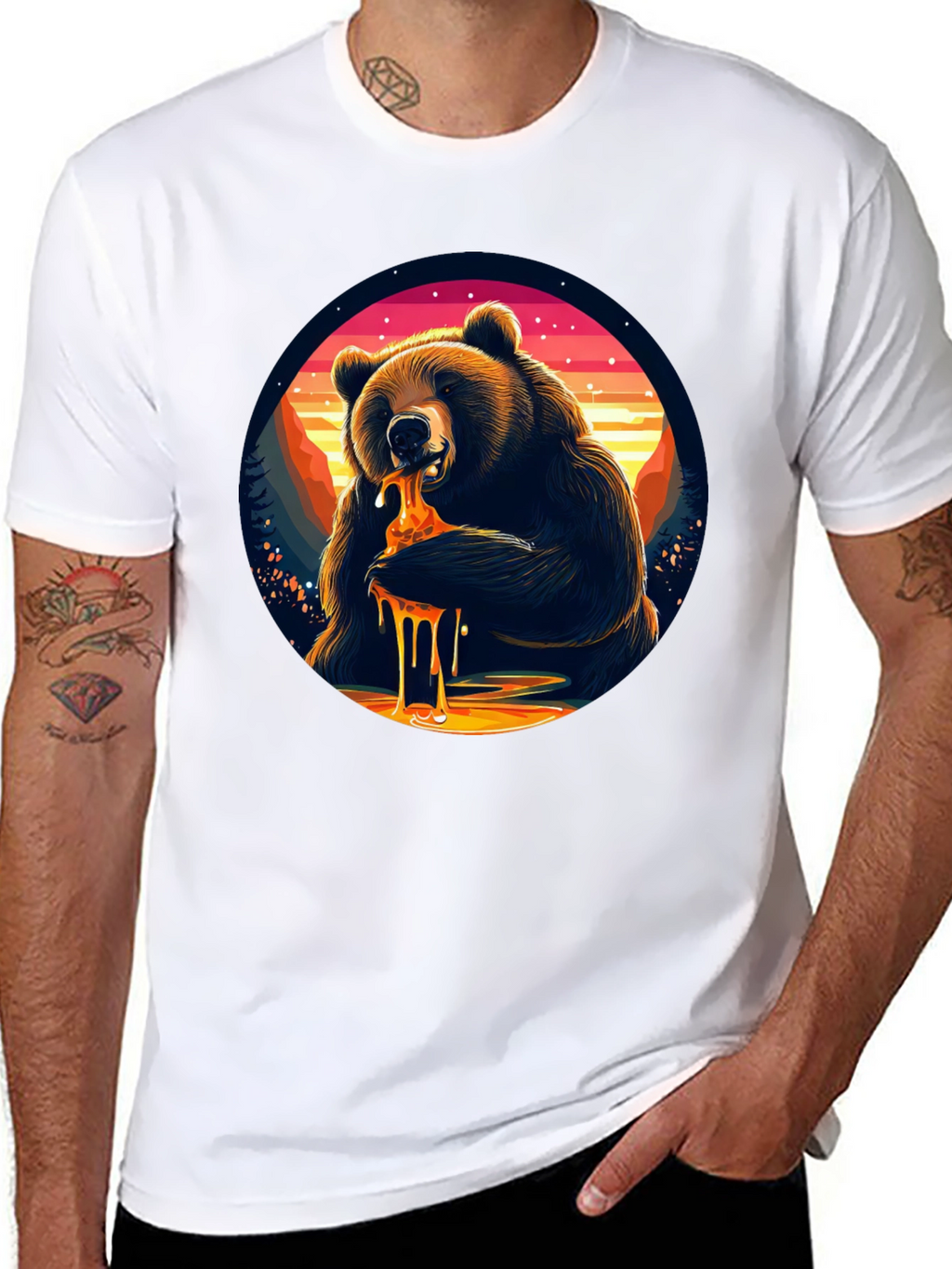 Bear Eating Honey T-Shirt - Nature Lover Tee