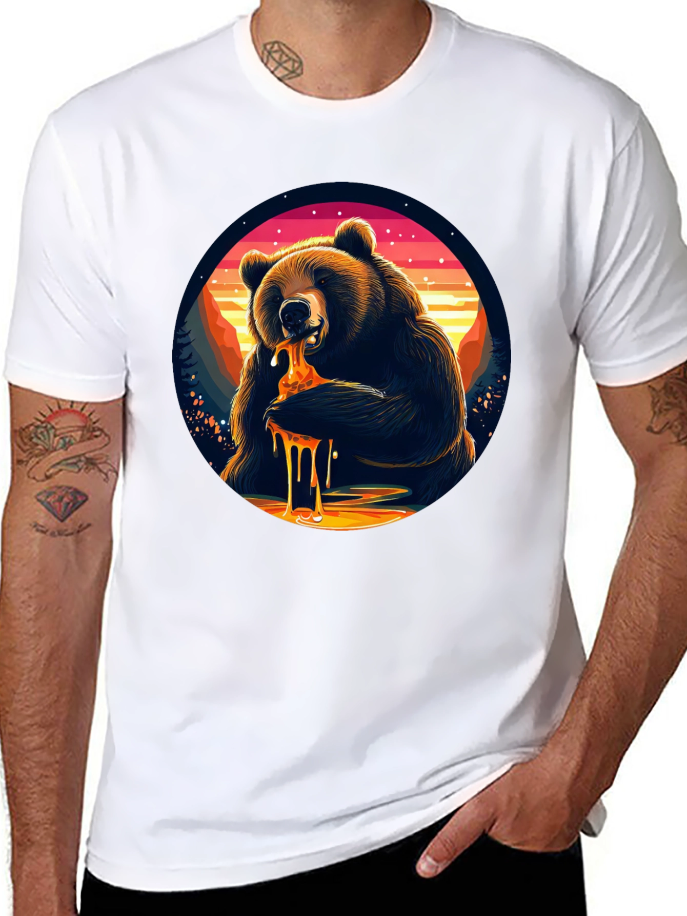Bear Eating Honey T-Shirt - Nature Lover Tee