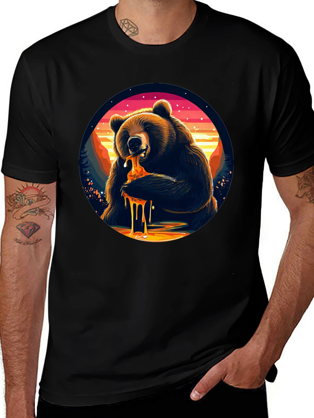 Bear Eating Honey T-Shirt - Nature Lover Tee