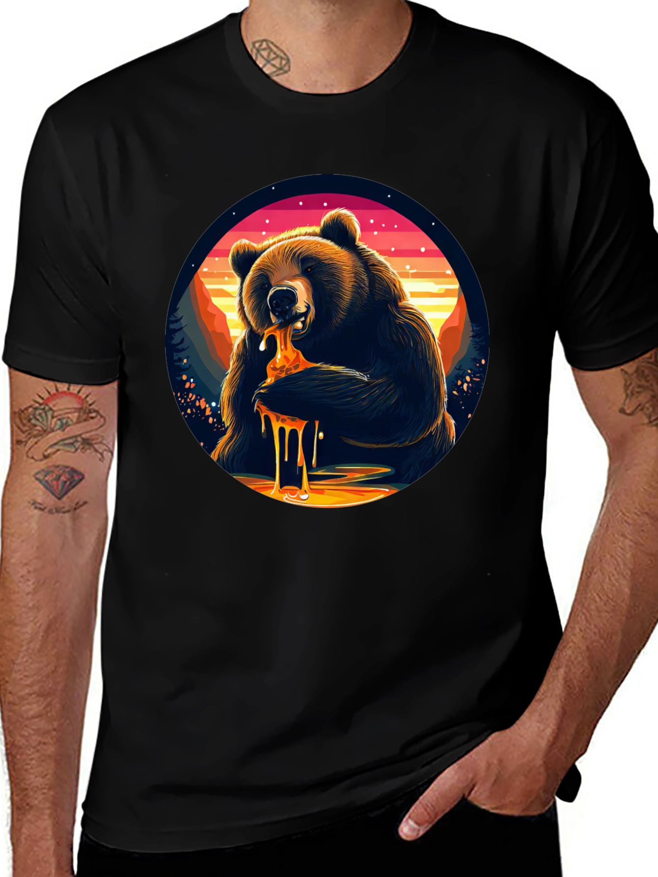 Bear Eating Honey T-Shirt - Nature Lover Tee