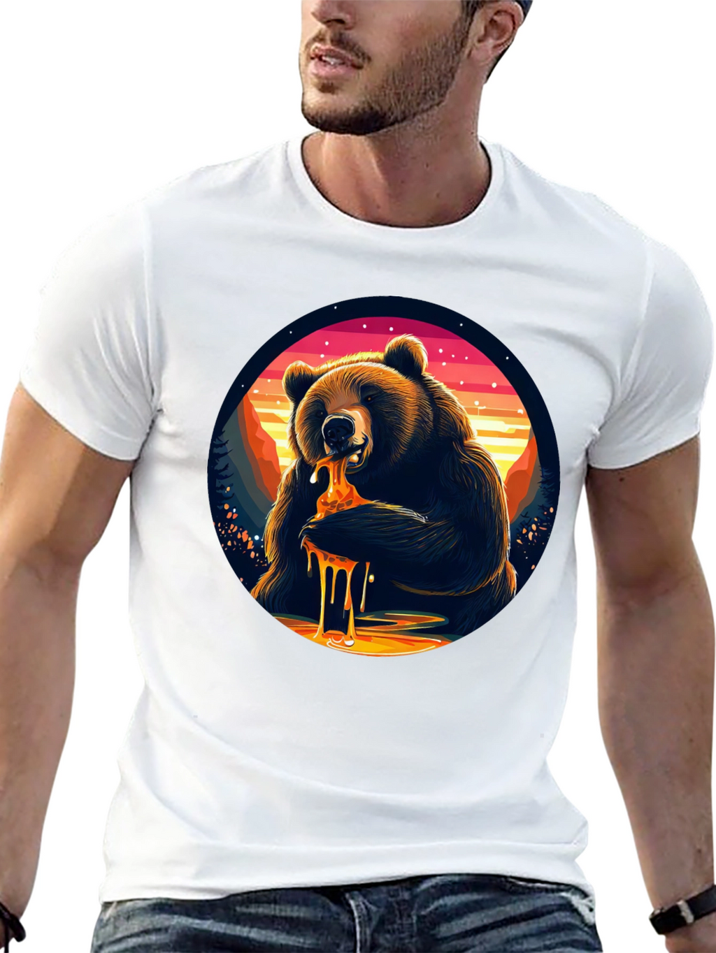 Bear Eating Honey T-Shirt - Nature Lover Tee