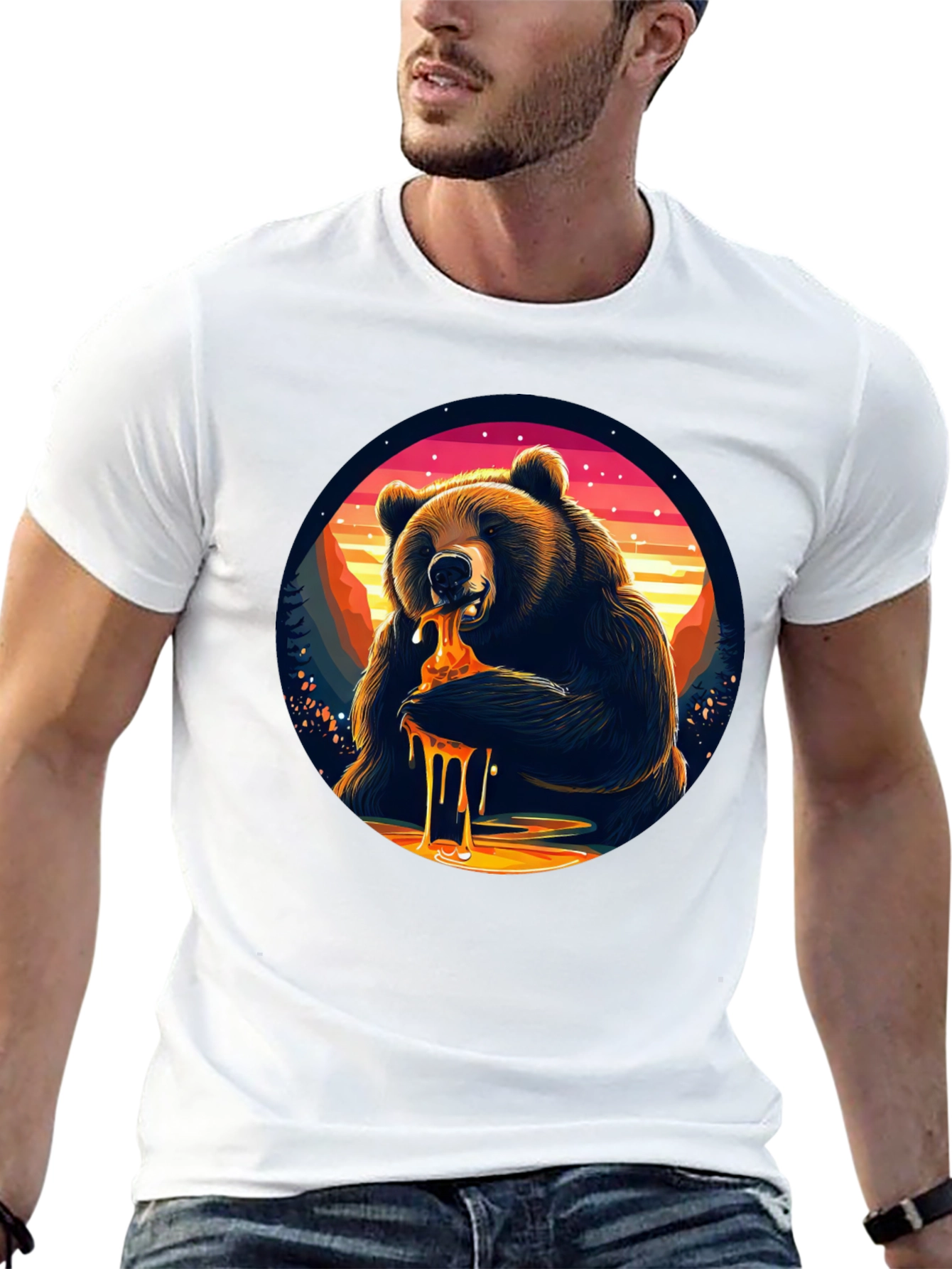Bear Eating Honey T-Shirt - Nature Lover Tee