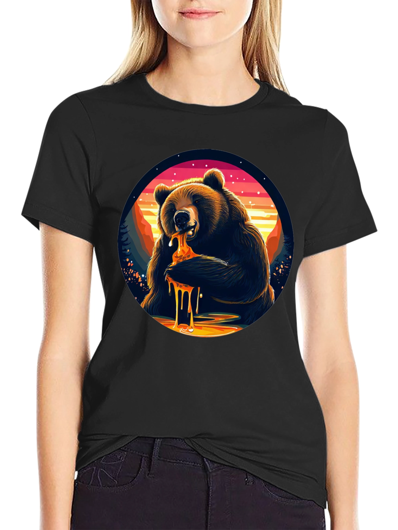 Bear Eating Honey T-Shirt - Nature Lover Tee