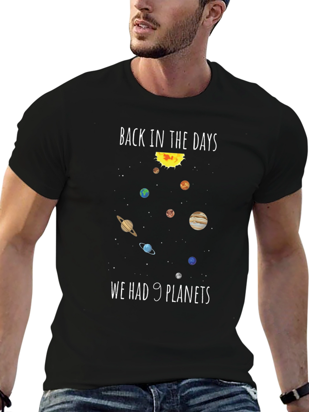 Retro 9 Planets Graphic Tee - Space Lovers T-Shirt