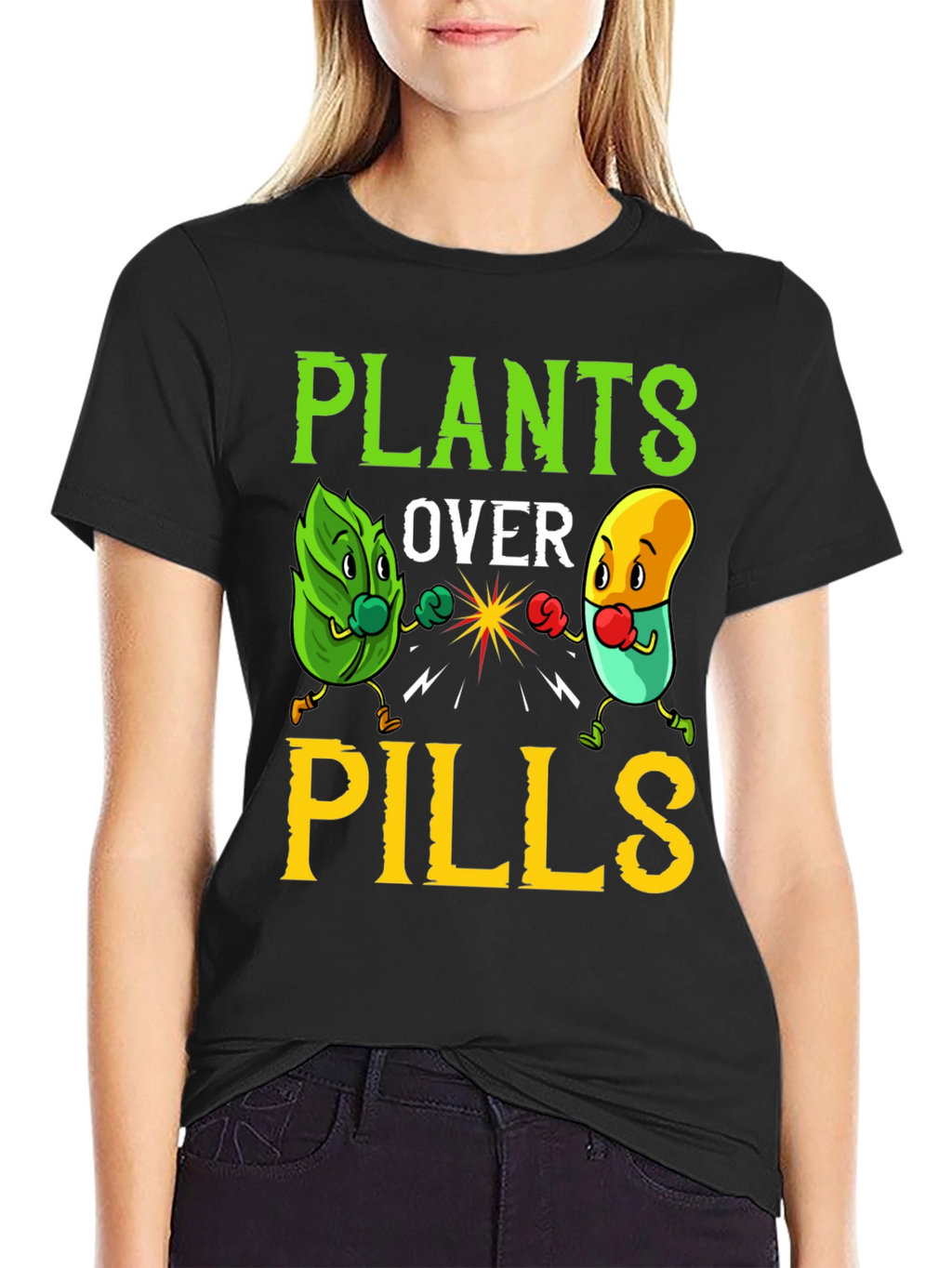Plants Over Pills Graphic Tee - Healthy Lifestyle Shirt