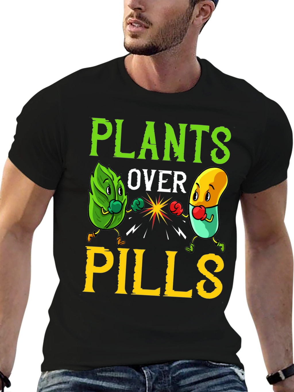 Plants Over Pills Graphic Tee - Healthy Lifestyle Shirt