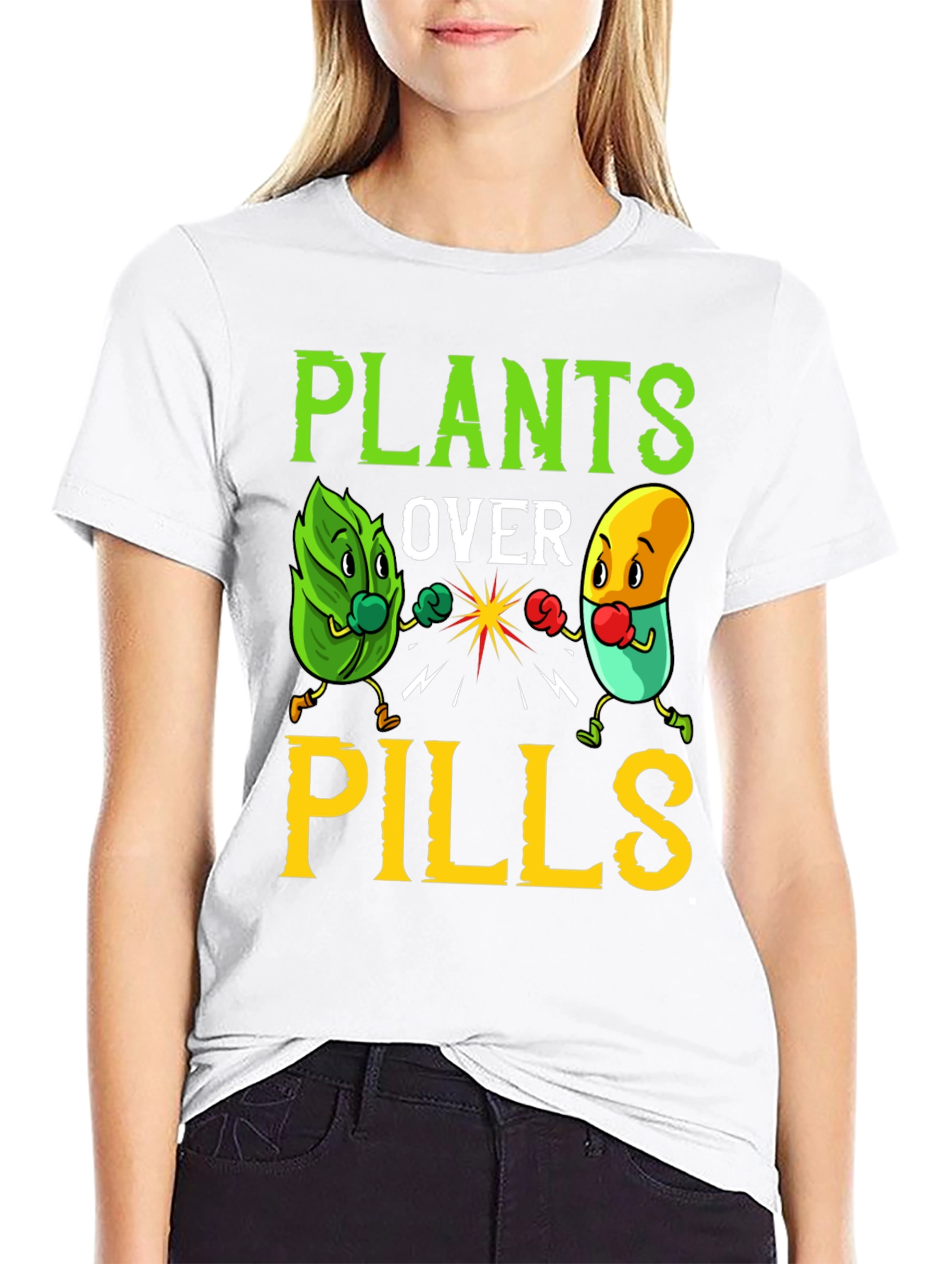 Plants Over Pills Graphic Tee - Healthy Lifestyle Shirt