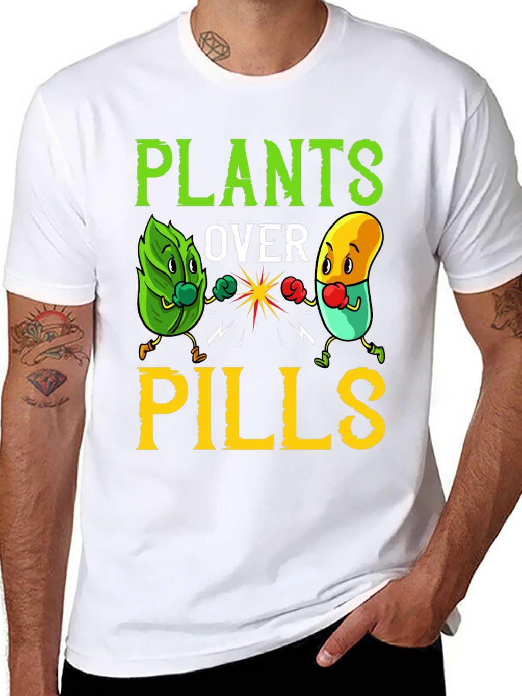 Plants Over Pills Graphic Tee - Healthy Lifestyle Shirt