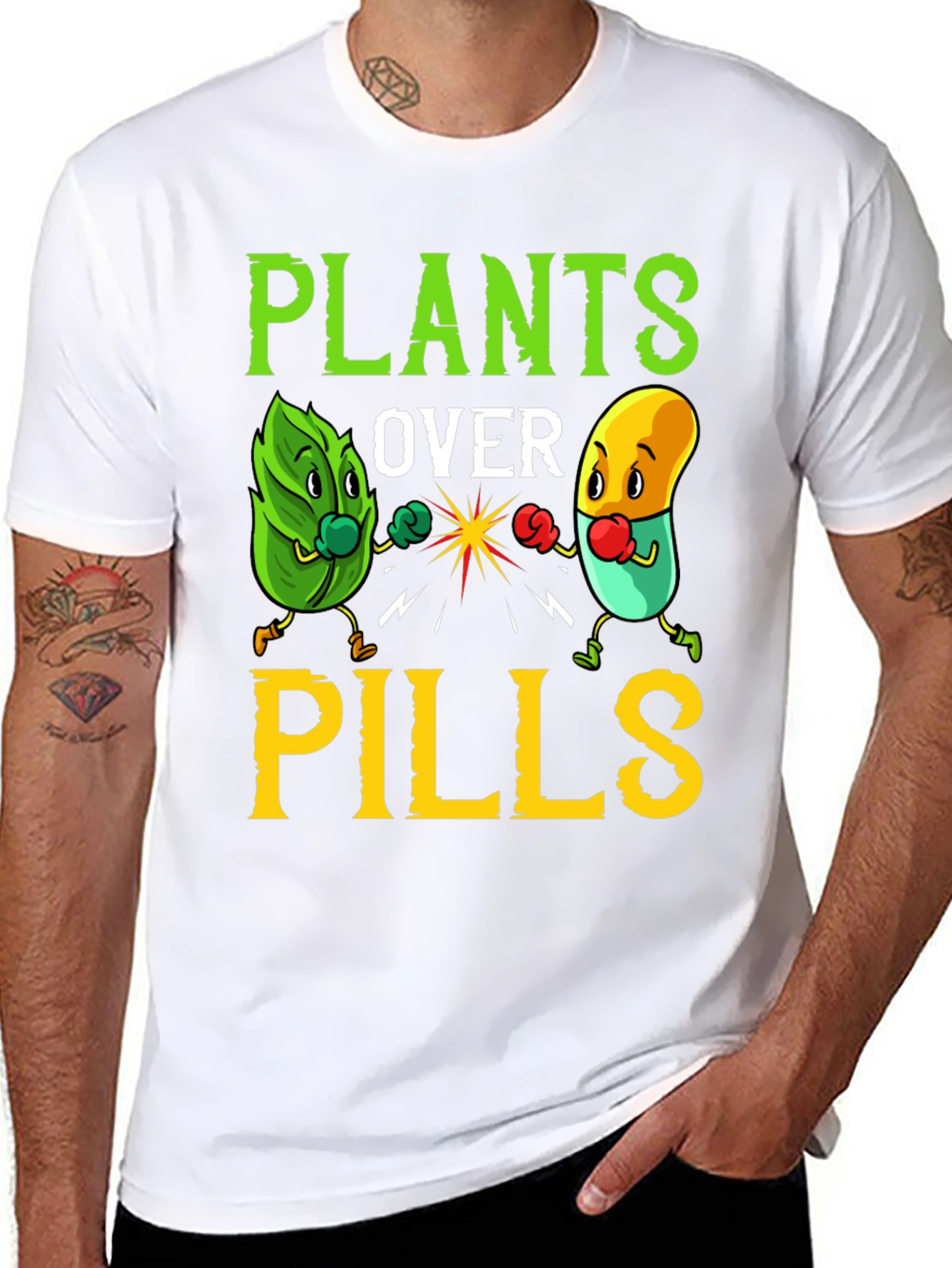 Plants Over Pills Graphic Tee - Healthy Lifestyle Shirt