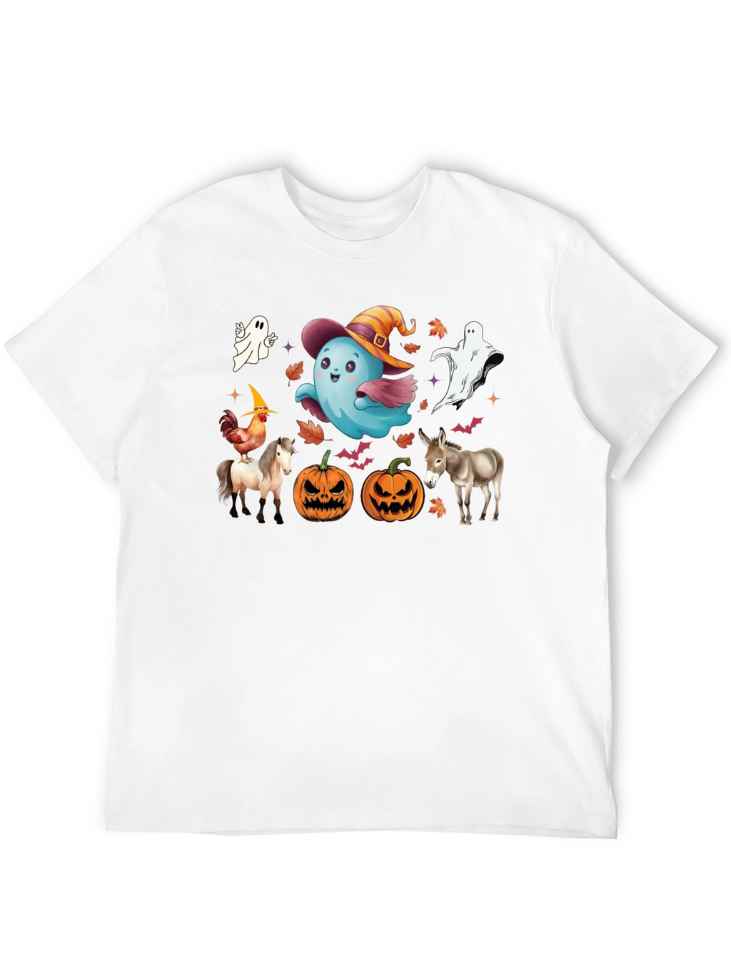 Halloween T-Shirt with Ghost Pumpkins & Animals