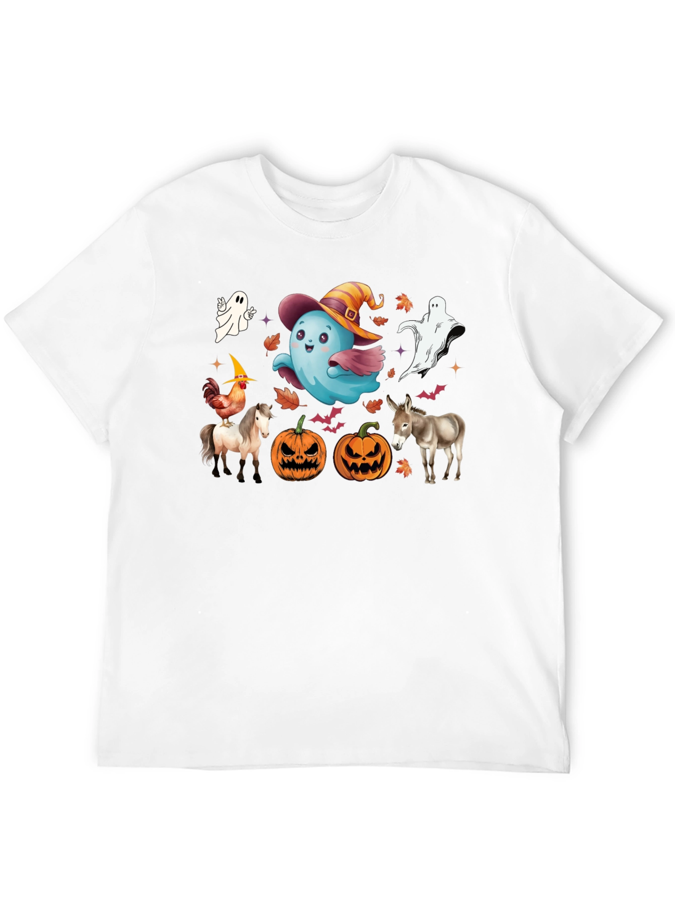 Halloween T-Shirt with Ghost Pumpkins & Animals