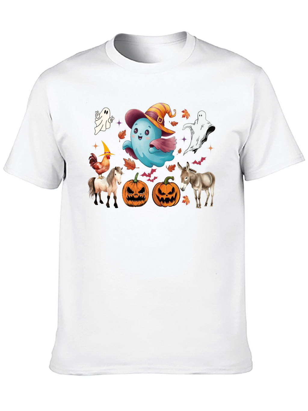 Halloween T-Shirt with Ghost Pumpkins & Animals