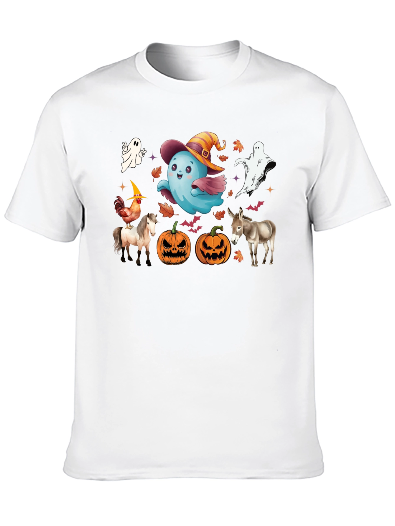 Halloween T-Shirt with Ghost Pumpkins & Animals
