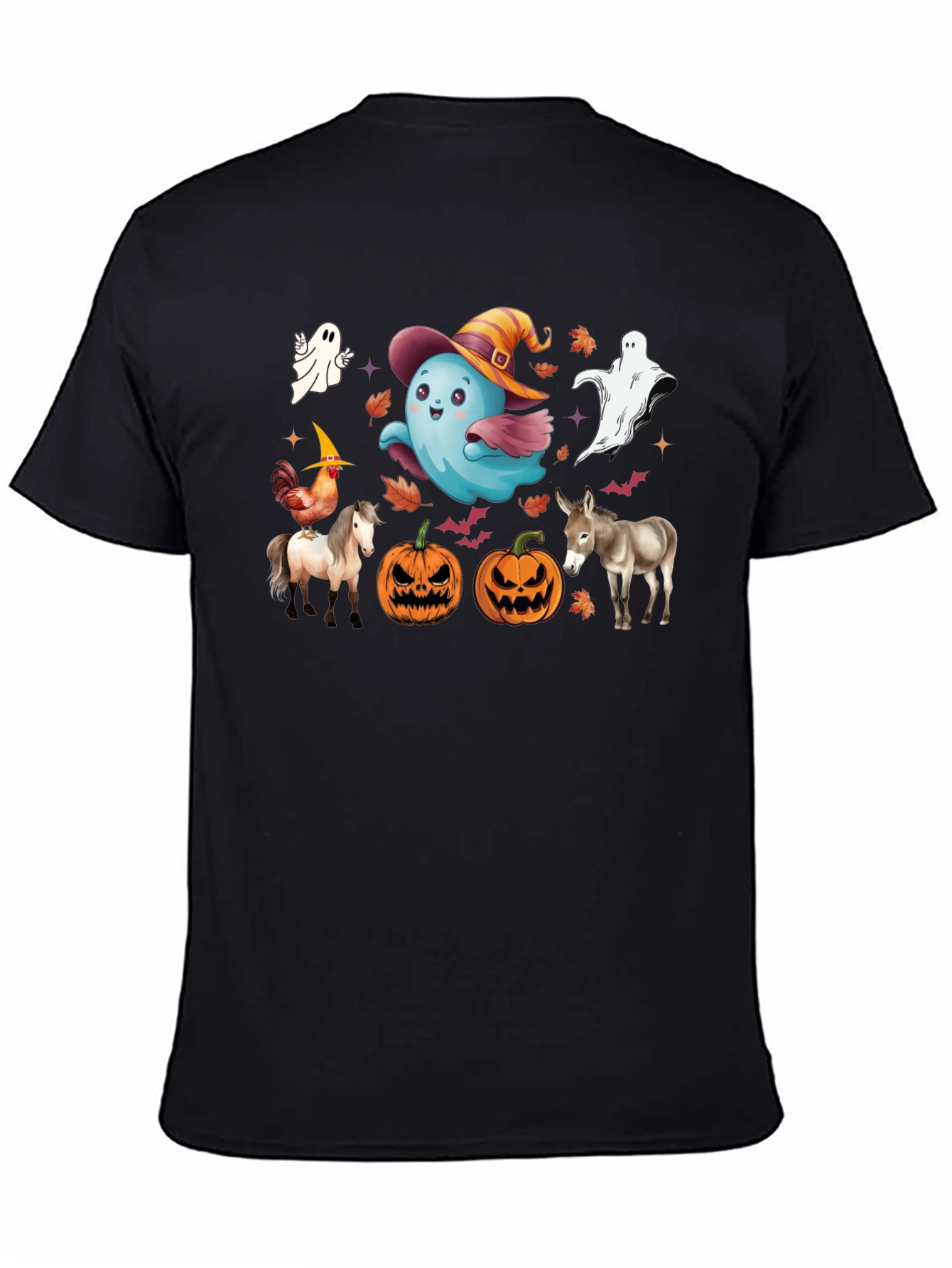 Halloween T-Shirt with Ghost Pumpkins & Animals