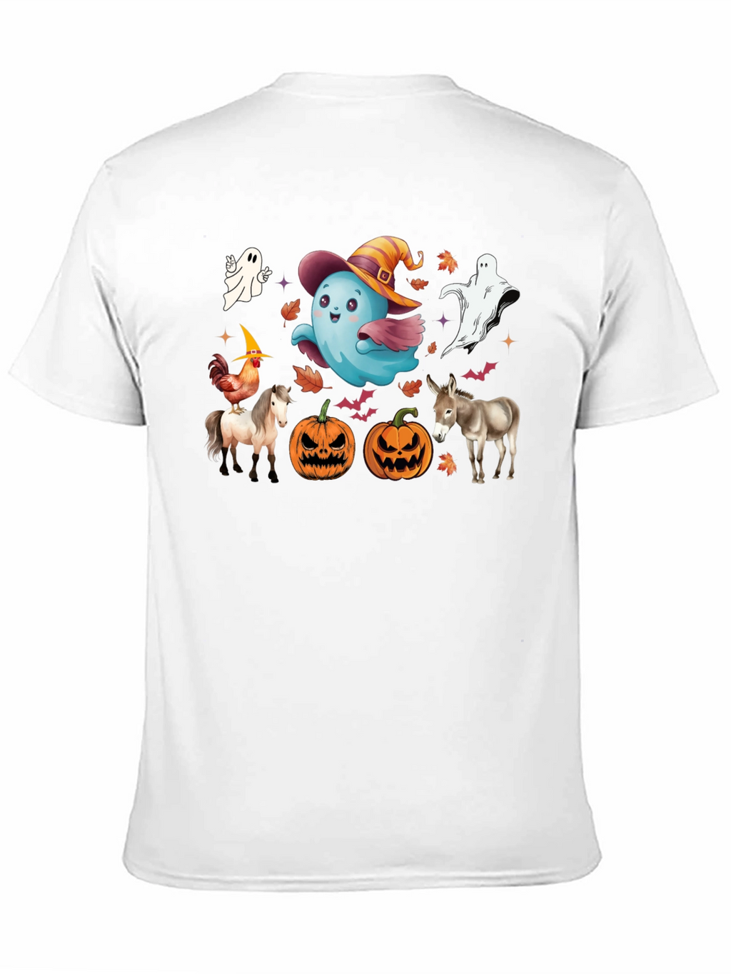 Halloween T-Shirt with Ghost Pumpkins & Animals