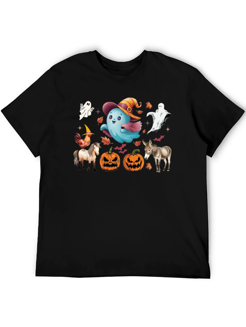 Halloween T-Shirt with Ghost Pumpkins & Animals