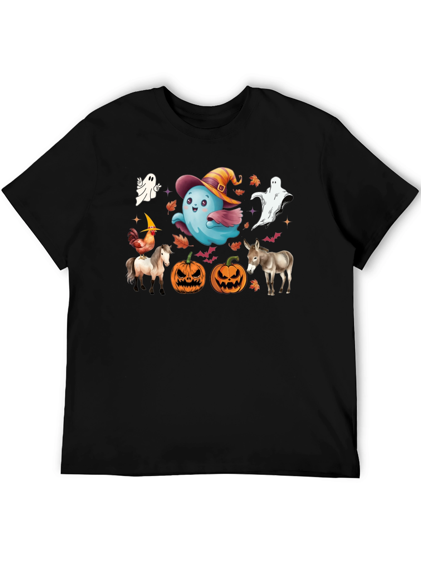 Halloween T-Shirt with Ghost Pumpkins & Animals
