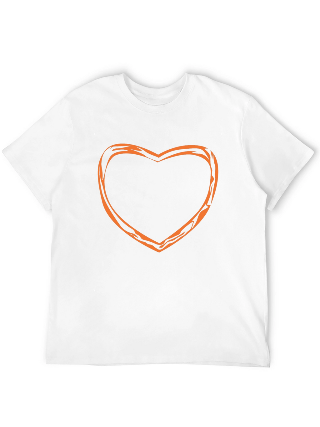Stylish Black Tee with Orange Heart Outline