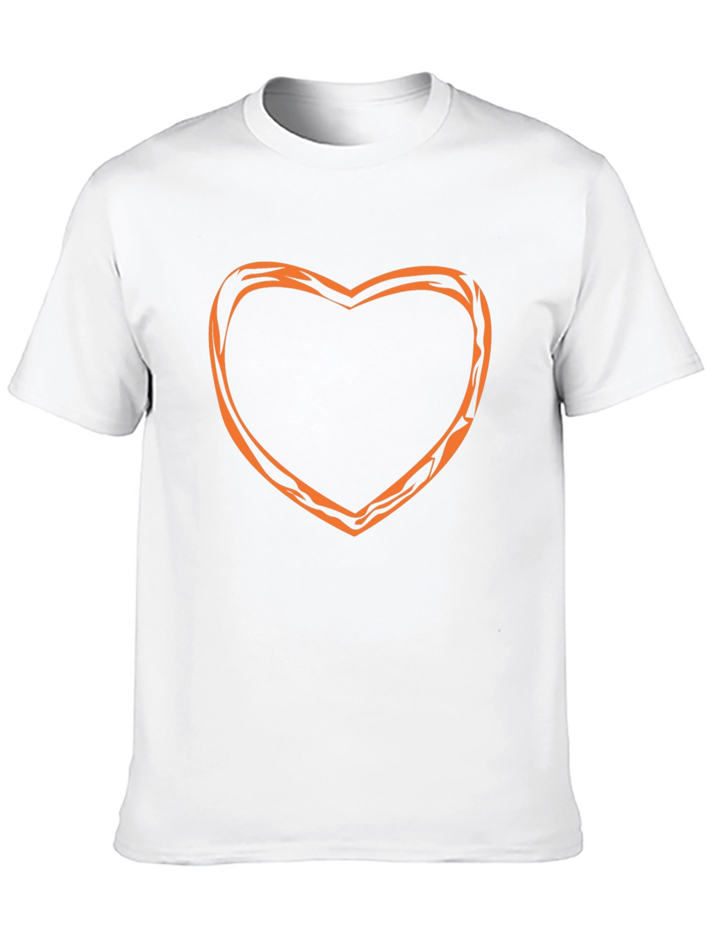 Stylish Black Tee with Orange Heart Outline