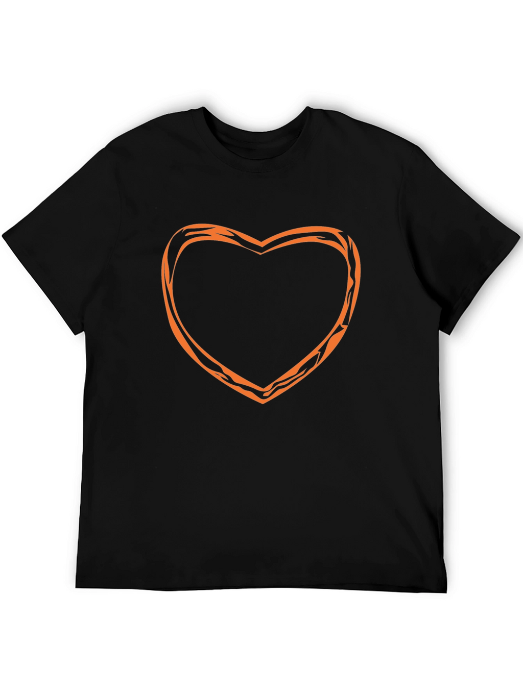 Stylish Black Tee with Orange Heart Outline