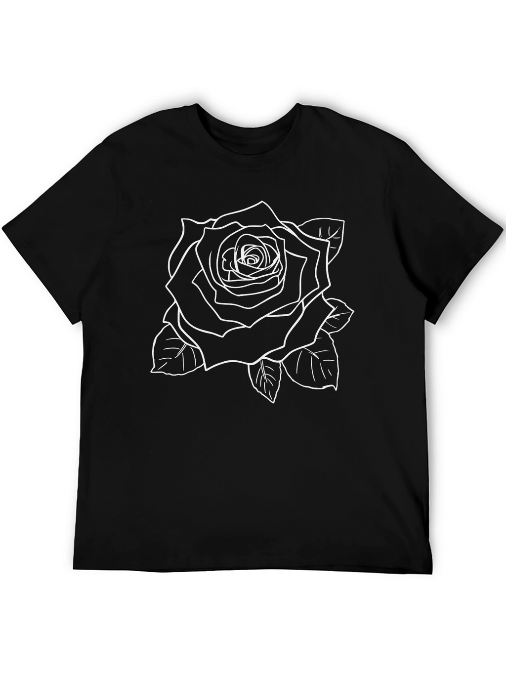 Black T-Shirt with Rose Outline Graphic