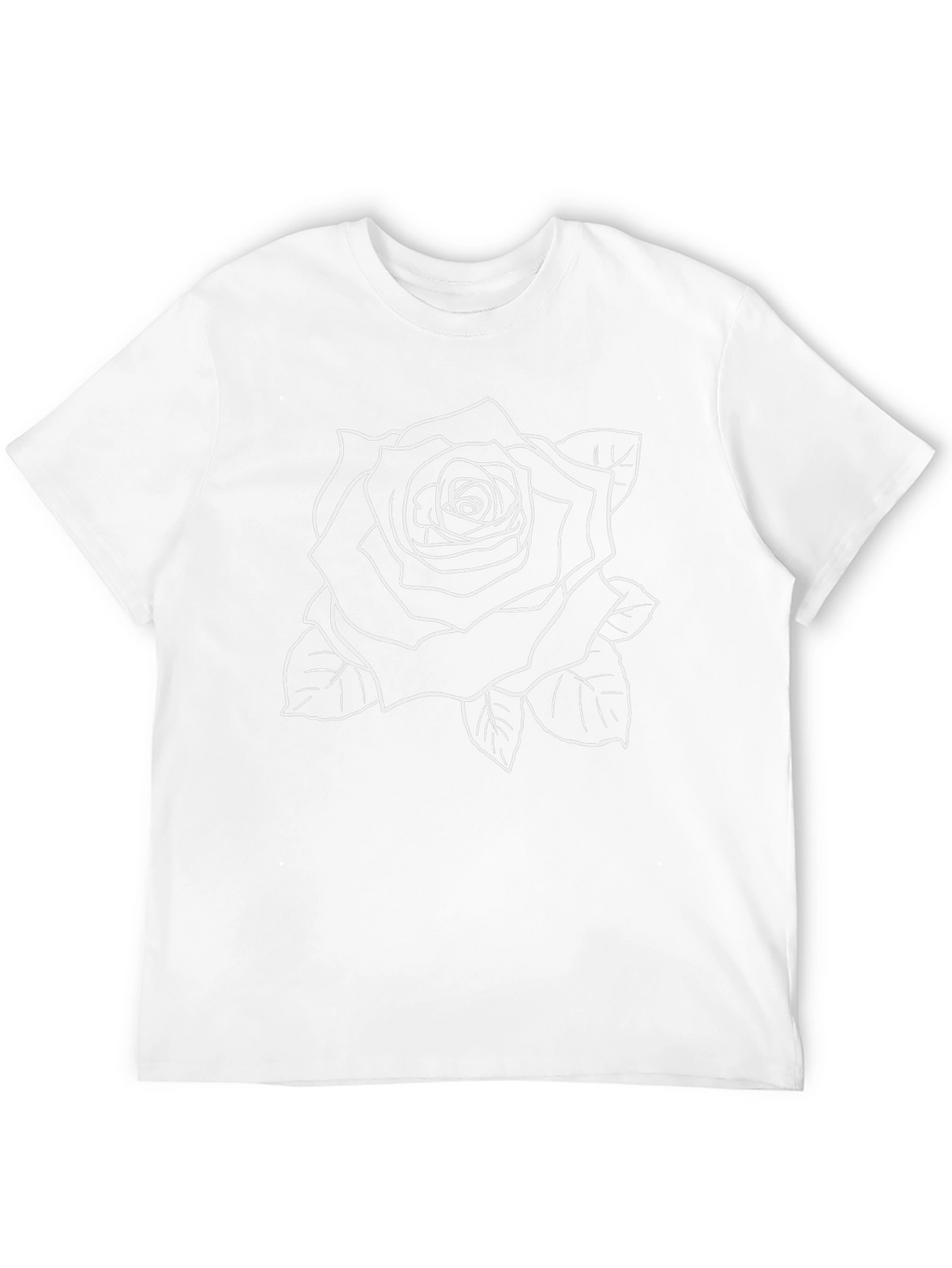 Black T-Shirt with Rose Outline Graphic