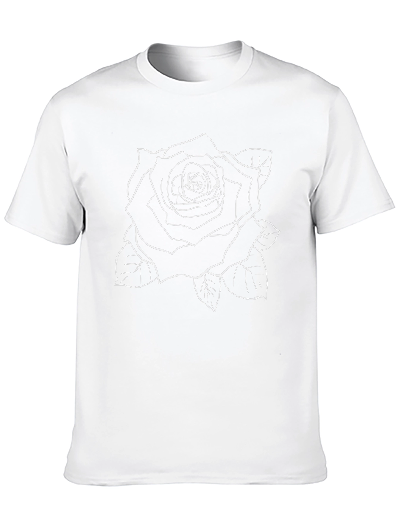 Black T-Shirt with Rose Outline Graphic