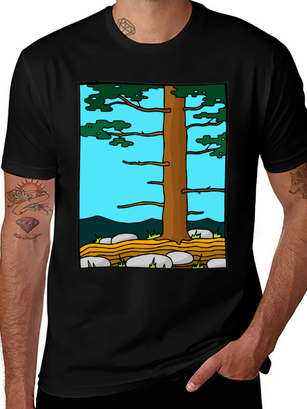 Nature Tree Graphic Tee - Black Casual Shirt