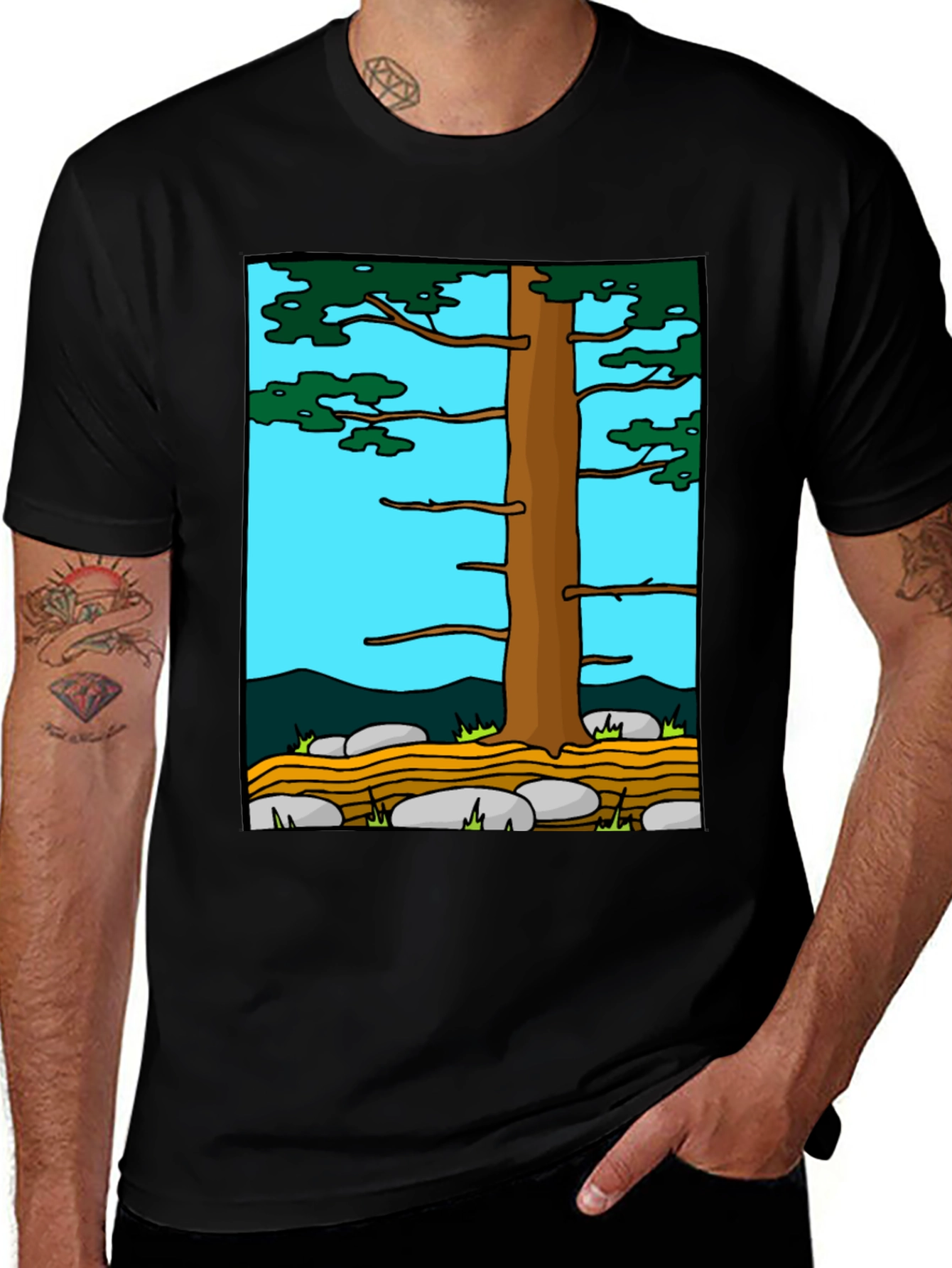 Nature Tree Graphic Tee - Black Casual Shirt