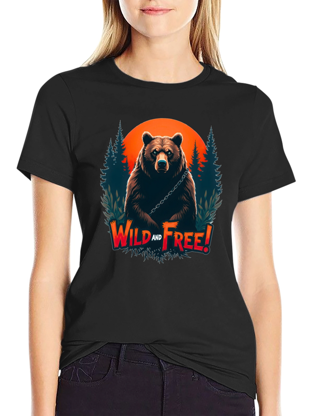 Wild and Free Bear Graphic T-Shirt